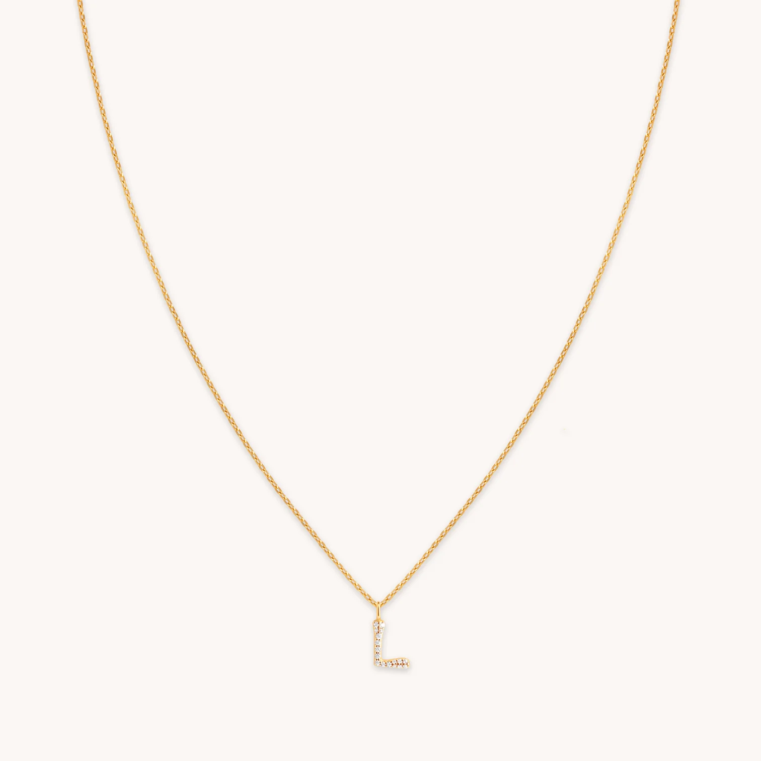 Gold Initial Necklace with Diamond-Paved Letter L Pendant - Elegant and Personalized Jewellery Gift