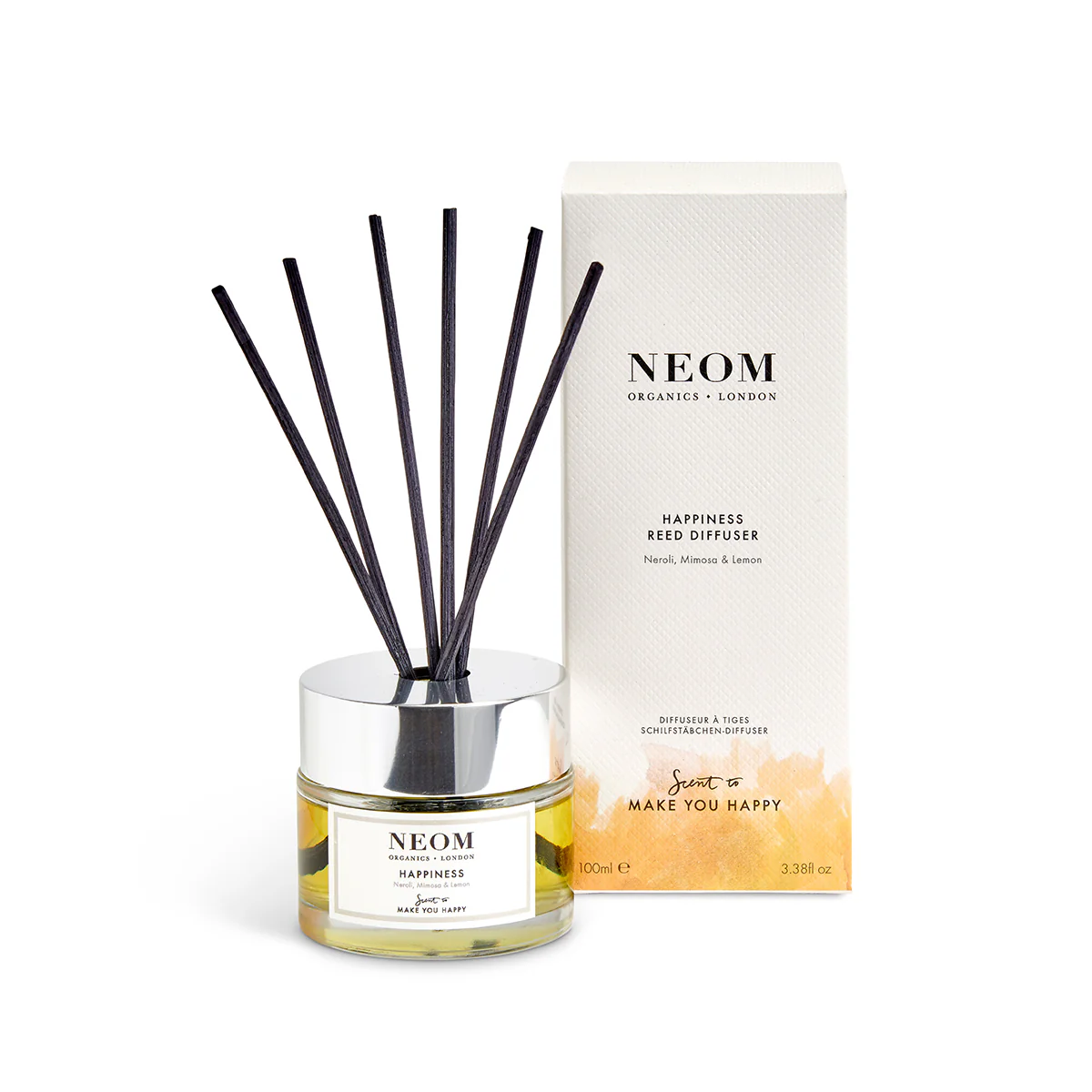 NEOM Happiness Reed Diffuser - Luxury Home Fragrance with Neroli, Mimosa, and Lemon